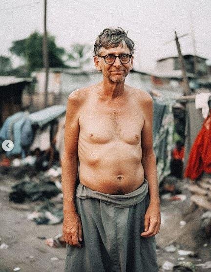 Bill Gates AI Image as Poor